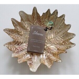 Silverina Decorative Handmade‎ Silver Glass Bowl Made In Turkey With Tag Leaves